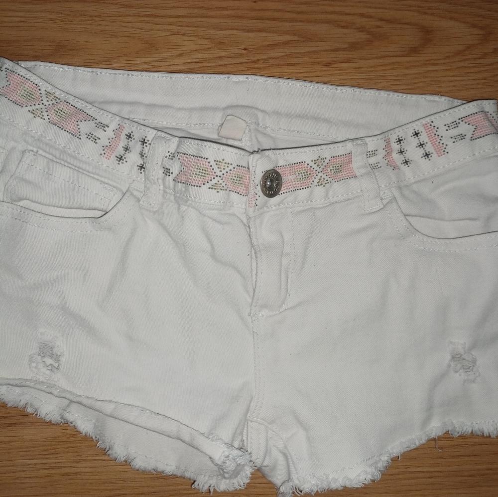 White jean shorts